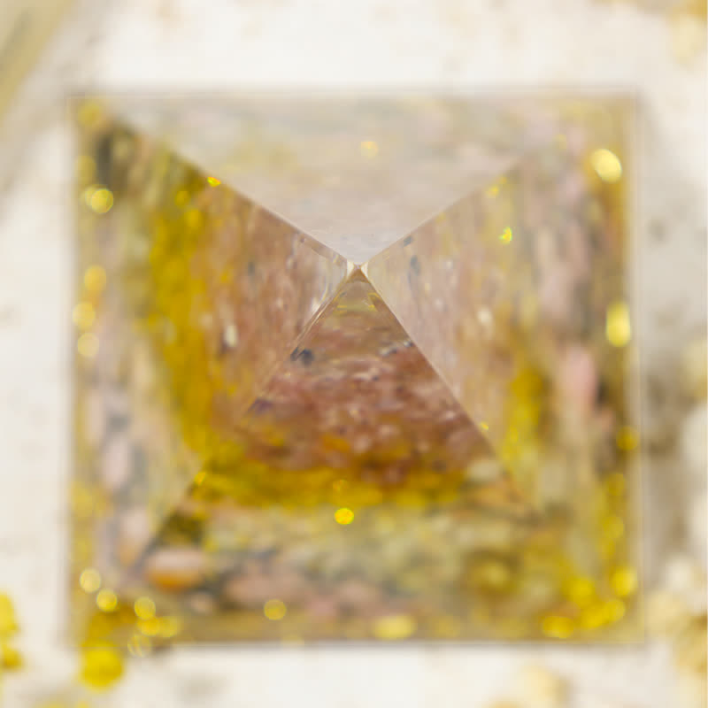 Olivenorma Strawberry Quartz With Rhodonite Tree Of Life Orgone Pyramid - image 3