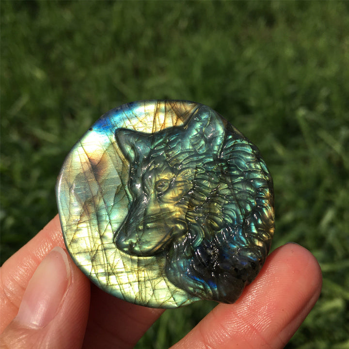 Olivenorma Natural Labradorite Wlof Totem Gemstone Decoration - image 5