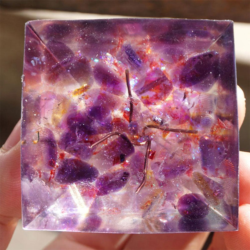 Olivenorma Tree Of Life Pink Opal With Amethyst Orgone Pyramid - image 6