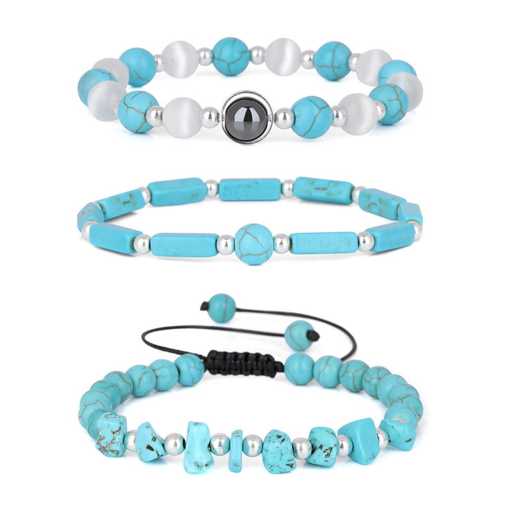 Olivenorma "Healing Wishes" Natural Crystal 3 Pieces Set Bracelet - Turquoise - image 3