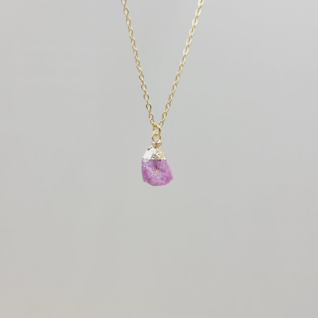 Olivenorma Irregular Crystal Raw Stone Gem gemstone Necklace - Pink Crystal - image 31