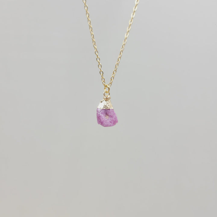 Olivenorma Irregular Crystal Raw Stone Gem gemstone Necklace - Pink Crystal - image 31