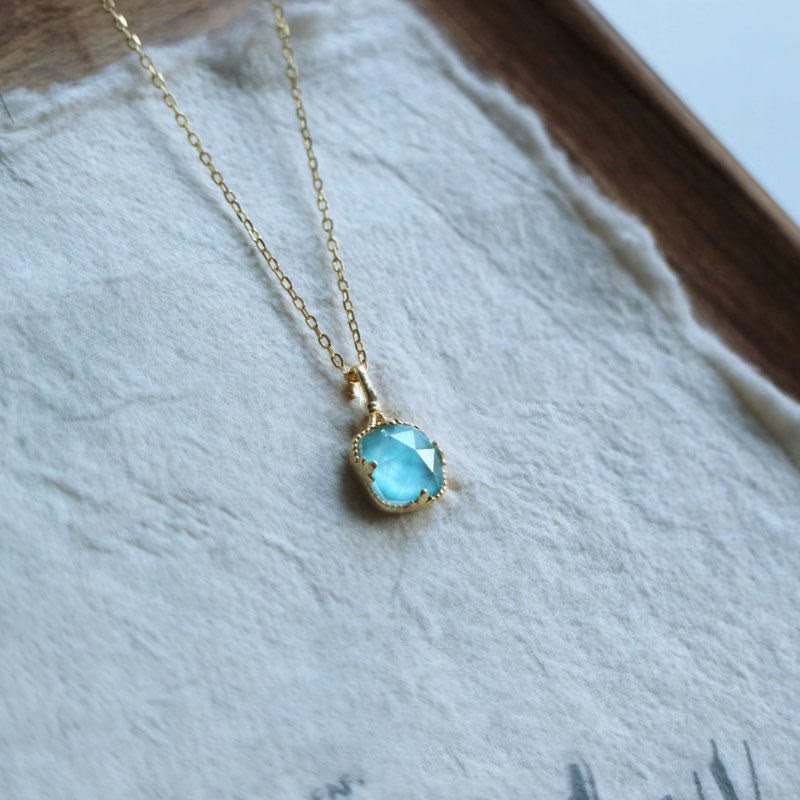 Olivenorma Square Faceted Aquamarine Necklace - image 3