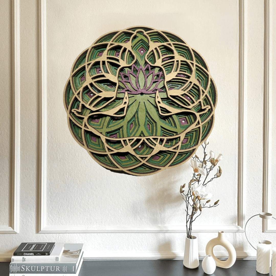 Olivenorma Green Lotus Yoga Meditation 3D Wall Decor - image 3