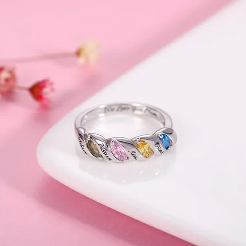 Olivenorma Memory Personalized and Engraved Birthstones Ring - image 5