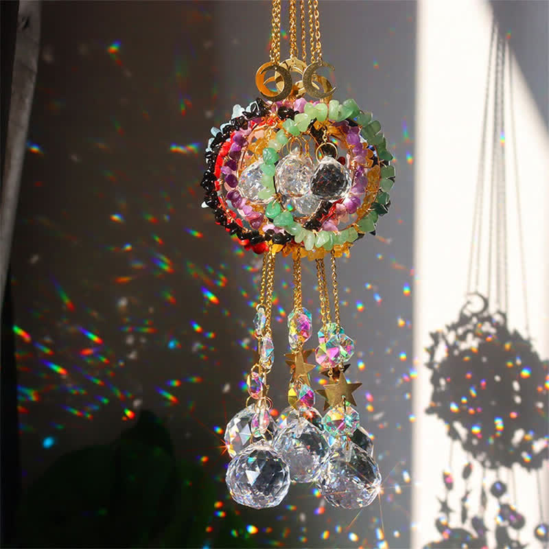 Olivenorma Crystal Circle Moon Healing Suncatcher - image 0