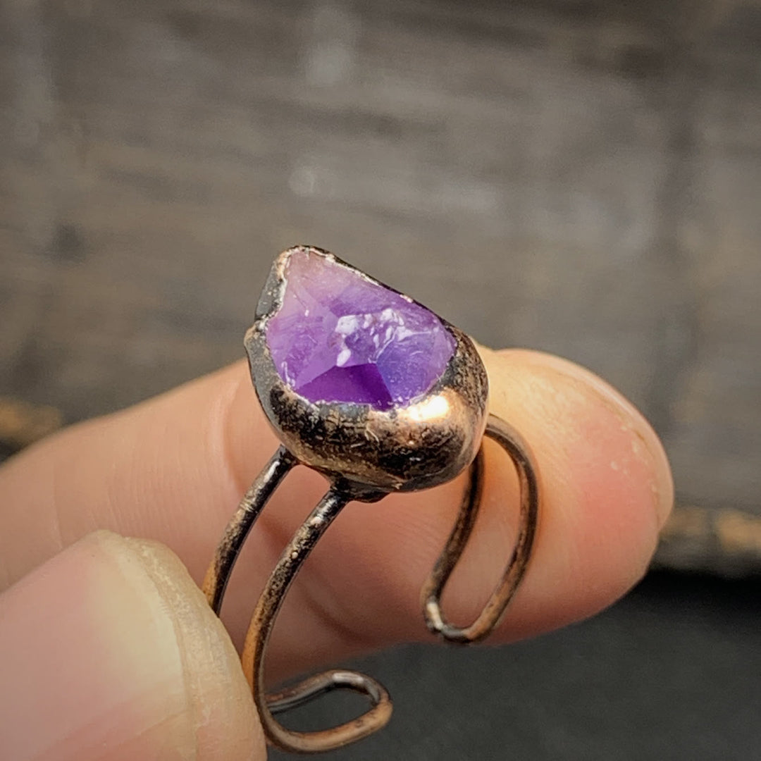 Olivenorma Natural Irregular Raw Stone Twelve Birthstone Adjustable Ring - image 10