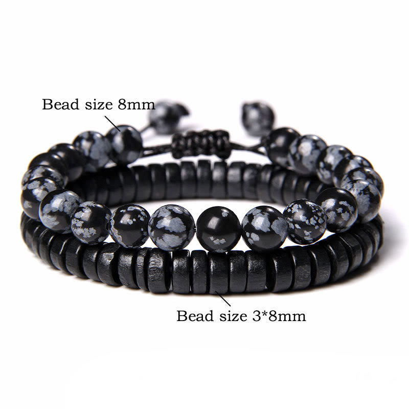 Olivenorma African Turquoise Snowflake Obsidian Double Beaded Bracelet - image 7