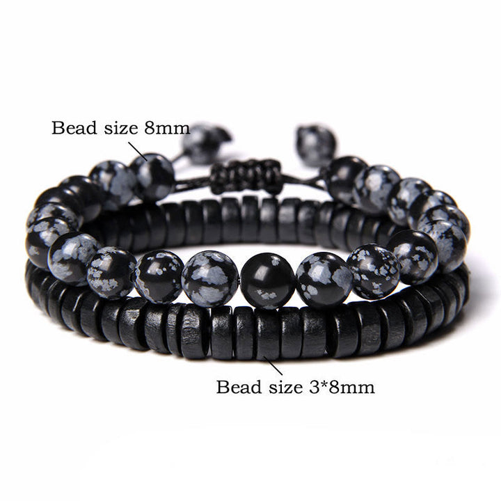 Olivenorma African Turquoise Snowflake Obsidian Double Beaded Bracelet - image 7