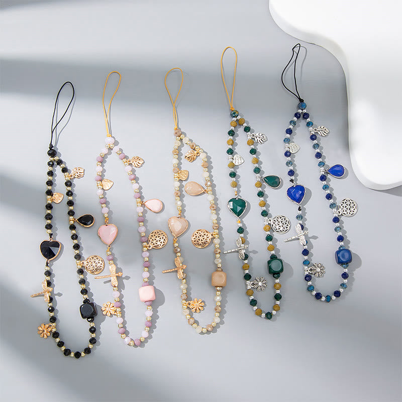 Olivenorma Crystal Pearl Drop Heart Shape Phone Strap - image 0