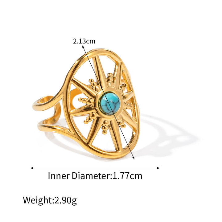 Olivenorma Stainless Steel Jewelry Gold Color 18K Ring Necklace - Turquoise&Ring #1 - image 8