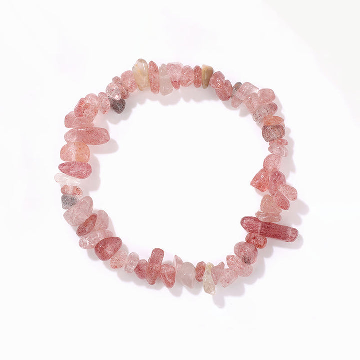 Olivenorma Colorful Natural Irregular Gravel Bracelet - Strawberry Quartz - image 19