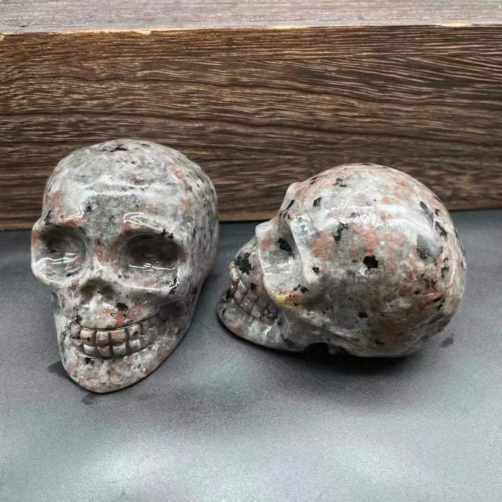 Olivenorma 7Cm Carved Natural Crystal Skull Gemstone Decoration - Yooperlite - image 11