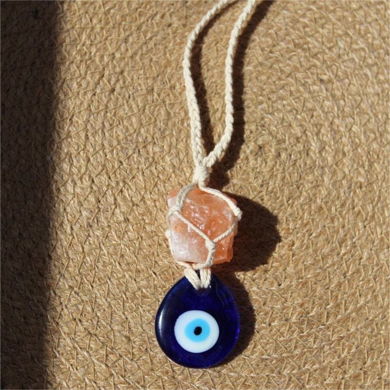 Olivenorma Rose Quartz Original Stone Evil Eye Car Ornament - image 2