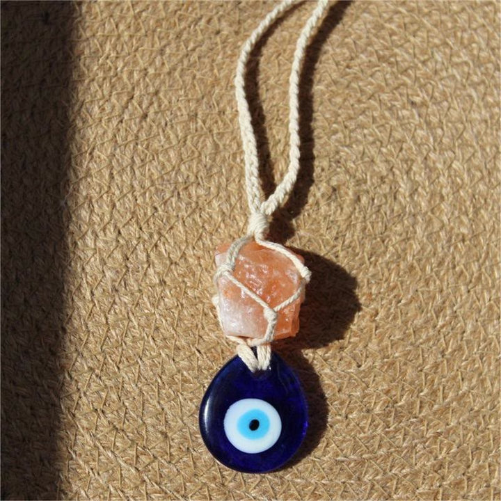 Olivenorma Rose Quartz Original Stone Evil Eye Car Ornament - image 2