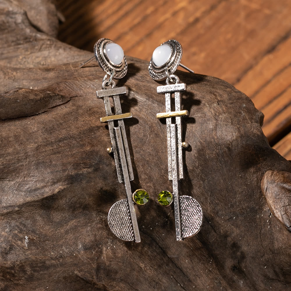 Olivenorma Vintage Simple Geometric Semicircle Clear Crystal Earrings - image 2