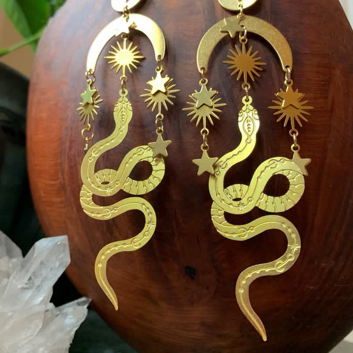 Olivenorma Bohemia Tahitian Pearl Gold Moon Snake Earrings - image 4