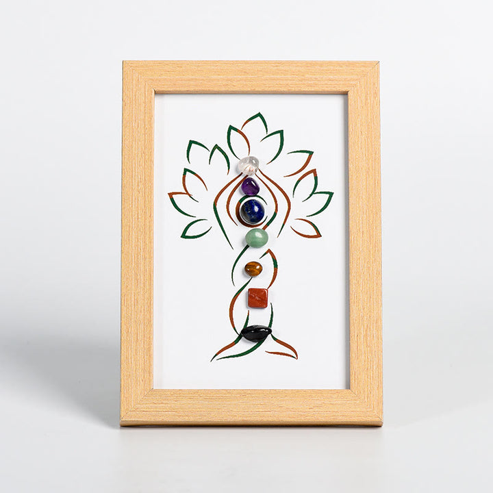 Olivenorma Yoga Tree Chakra Raw Stone Photo Frame Decoration - Yoga Tree&Chakra#2 - Wooden Photo Frame - image 6
