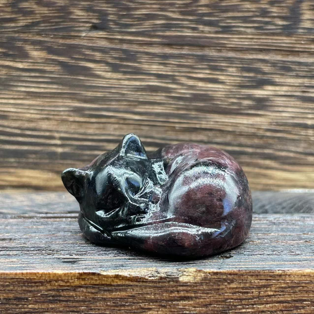Olivenorma 4cm Natural Crystal Nap Cat Gemstone Decoration - Garnet - image 21