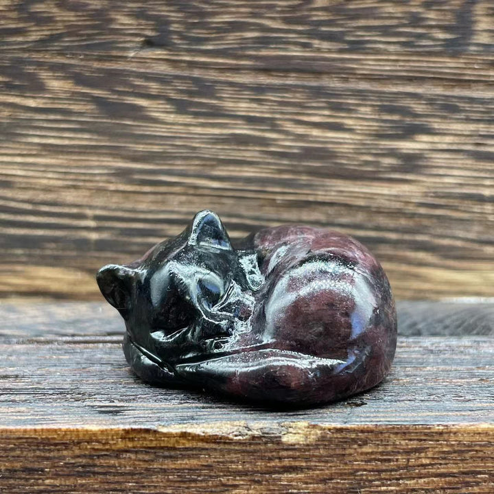 Olivenorma 4cm Natural Crystal Nap Cat Gemstone Decoration - Garnet - image 21