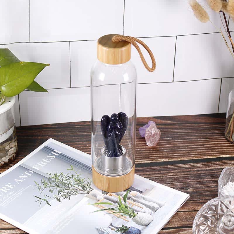 Olivenorma Carved Angel Water Bottle Crystal Decoration - Blue Sandstone - image 0