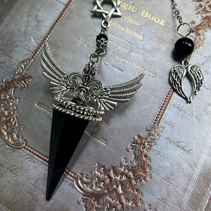 Olivenorma Obsidian Crystal Angel Wings Star Pendulum - image 2