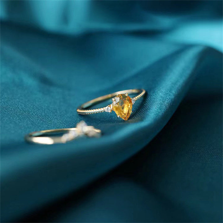 Olivenorma Copper Gold Drop Shape Citrine Ring - image 6
