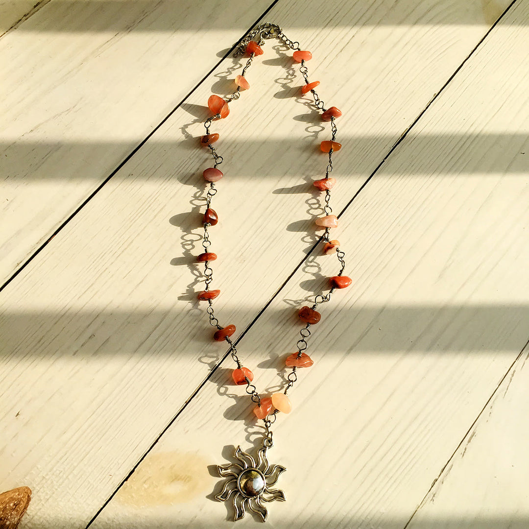 Olivenorma Crystal Color Rough Beaded Necklace - Red Agate - image 5