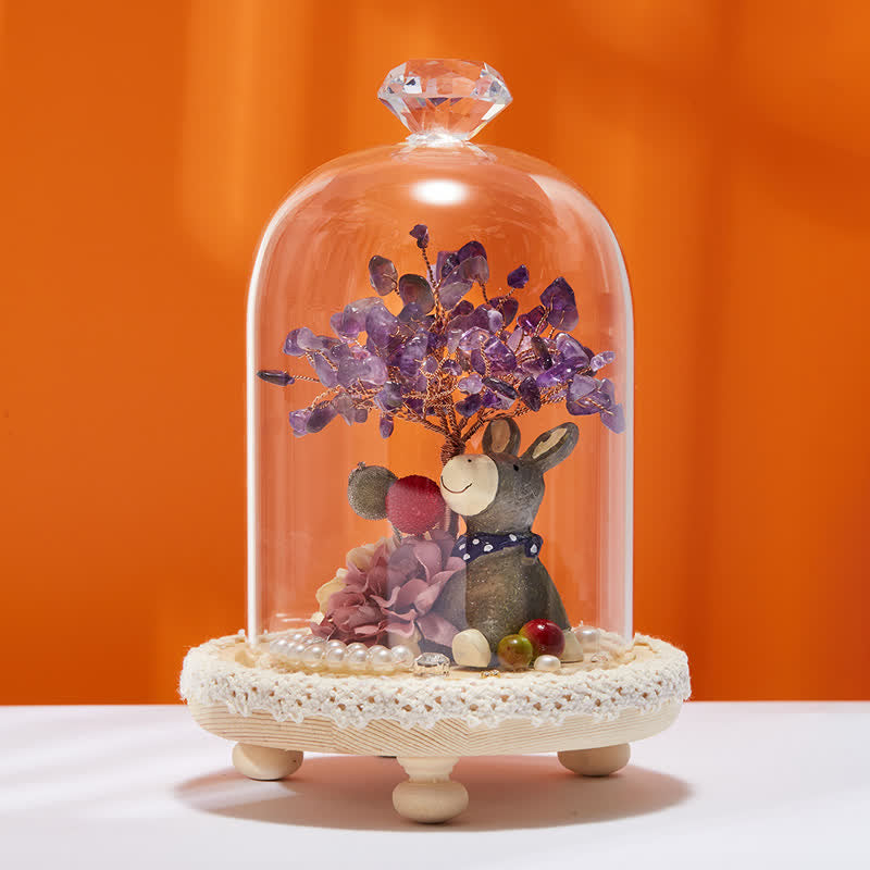 Olivenorma Natural Crystal Glass Cover Feng Shui Tree Decoration - Dark Amethyst & Donkey - image 31