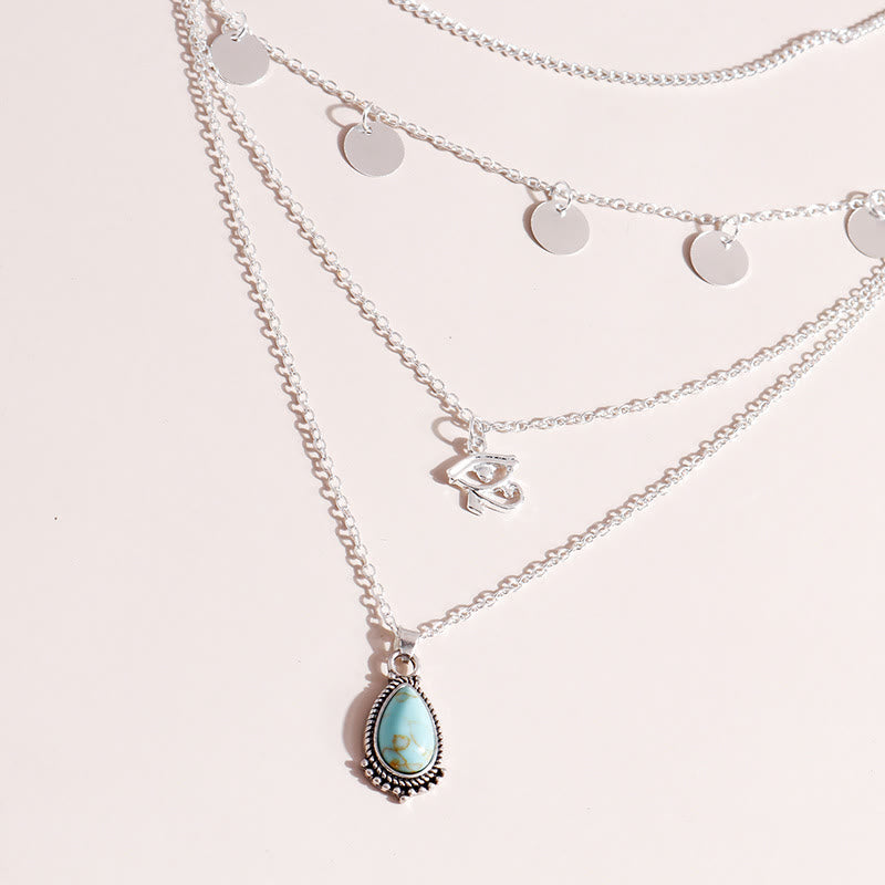 Olivenorma Turquoise Eye Of Horus Pendant Four Layer Necklace - image 7