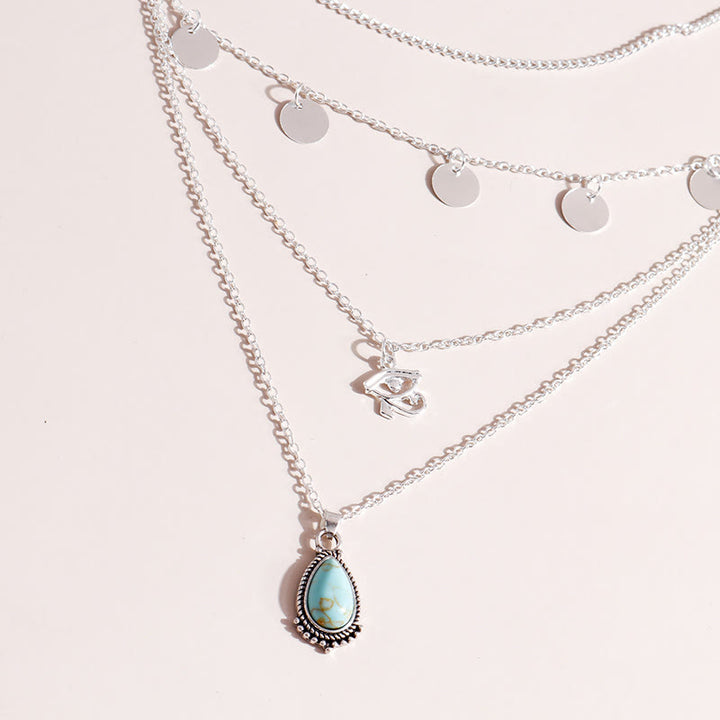 Olivenorma Turquoise Eye Of Horus Pendant Four Layer Necklace - image 7