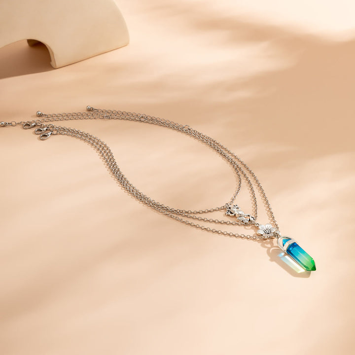 Olivenorma Electroplated Color Artificial Crystal Frog Flower Pendant Necklace Set - image 4