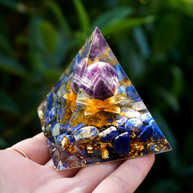 Olivenorma Positive Lotus Amethyst Sphere Orgone Pyramid - image 1