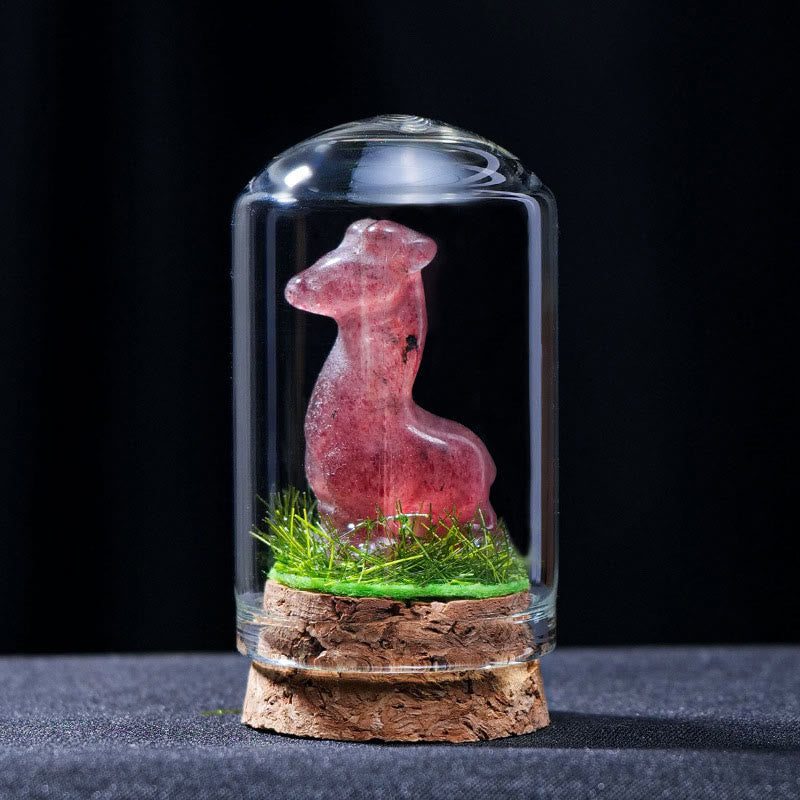 Olivenorma Natural Crystal Alpaca Carving Gemstone Decoration - Strawberry Quartz - image 1