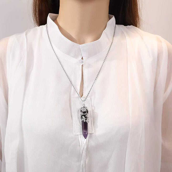 Olivenorma Natural Crystal Hexagonal Column Necklace - image 6