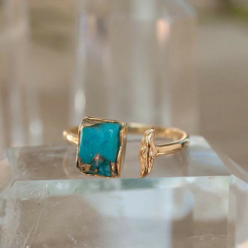Olivenorma Adjustable Beohemian Turquoise Ring - image 1