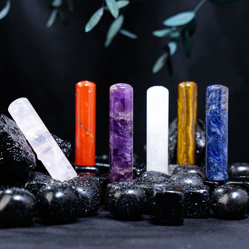Olivenorma Natural Chakra Crystal Cylinder Ornament Gemstone Decoration - image 11