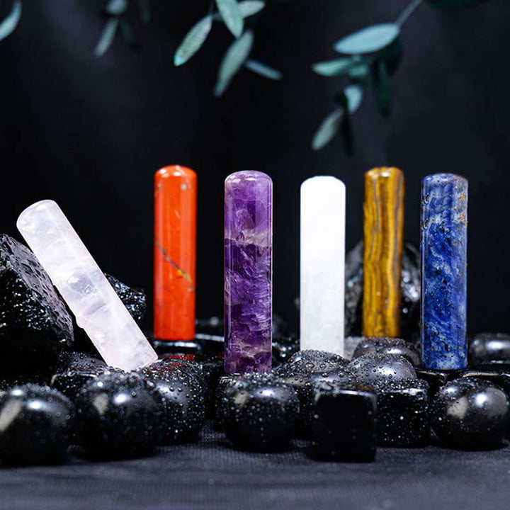 Olivenorma Natural Chakra Crystal Cylinder Ornament Gemstone Decoration - image 11