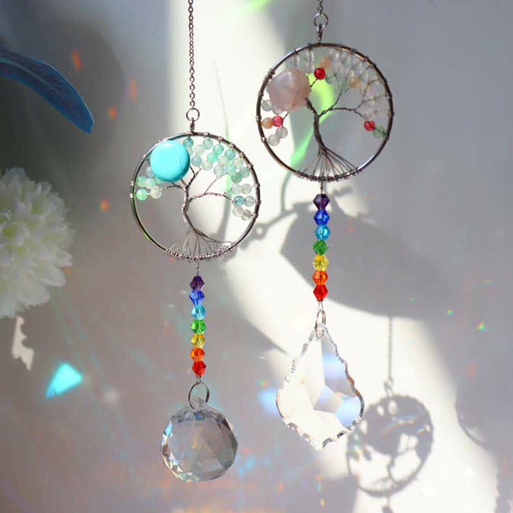 Colorful Tree of Life Crystal Wind Chime Suncatcher - image 7