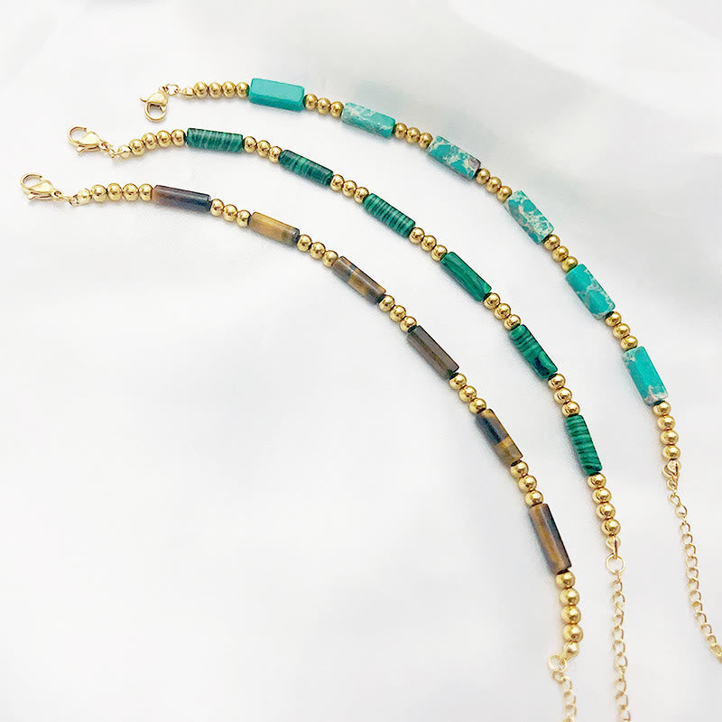 Olivenorma Rectangle Natural Stone Tube Beads Beaded Bracelet - image 9