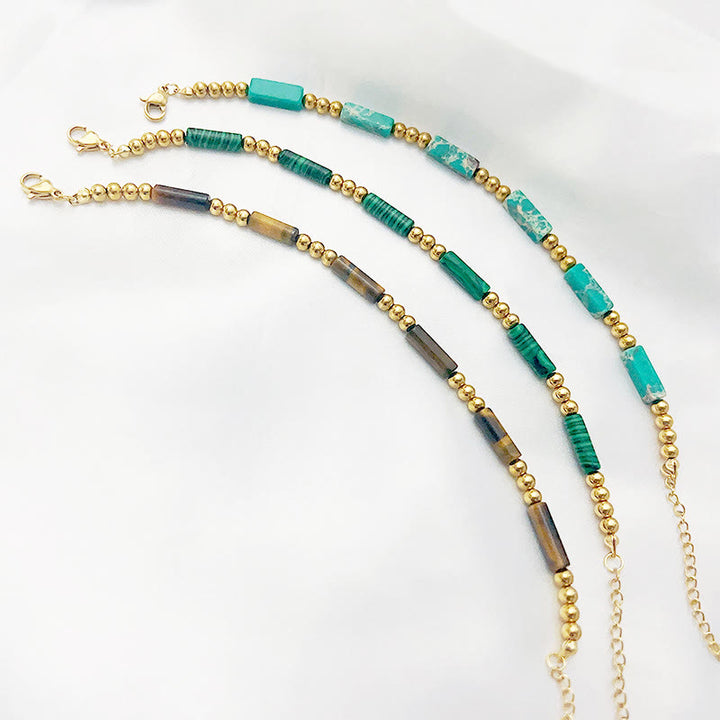Olivenorma Rectangle Natural Stone Tube Beads Beaded Bracelet - image 9
