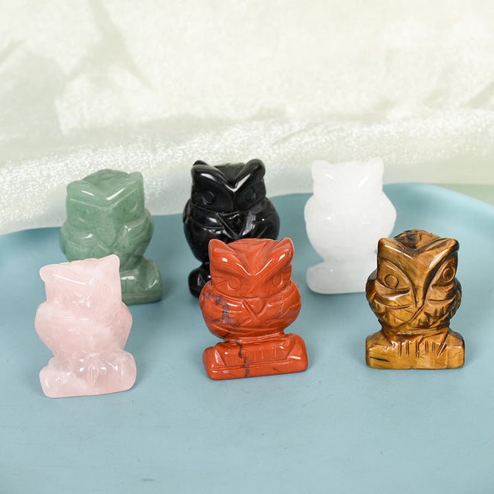 Olivenorma Natural Crystal Owl Ornament Carving Crafts - image 0