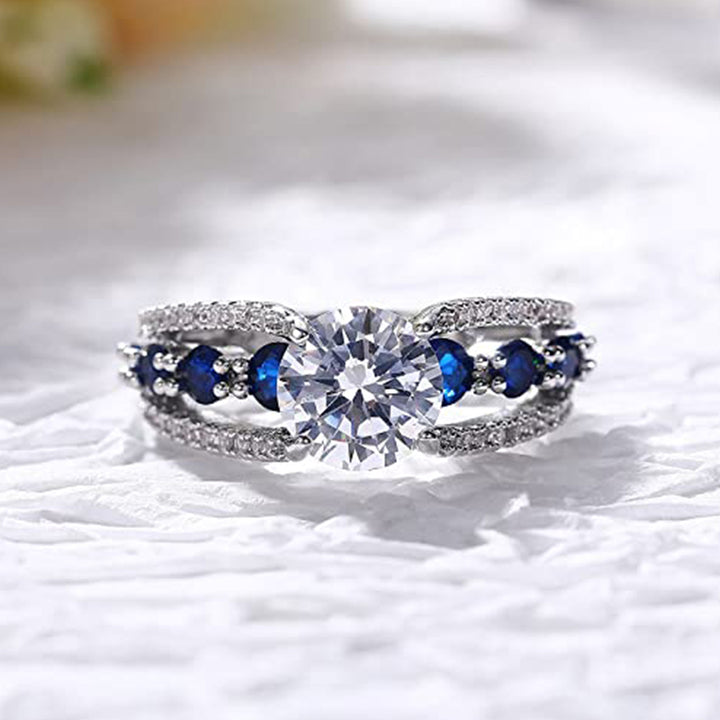 Olivenorma Creative Hollow Sapphire Blue Zircon Ring - image 1