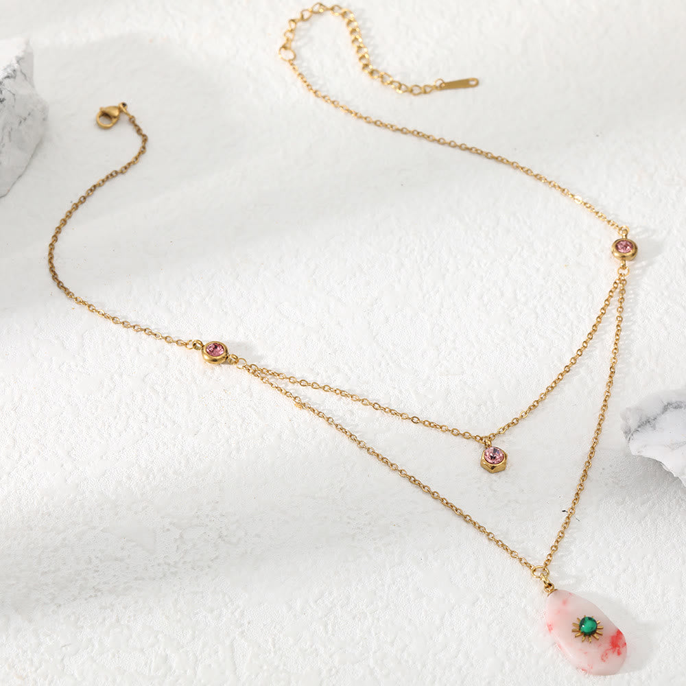Olivenorma Rhodochrosite Zirconia Double Panel Necklace - image 4
