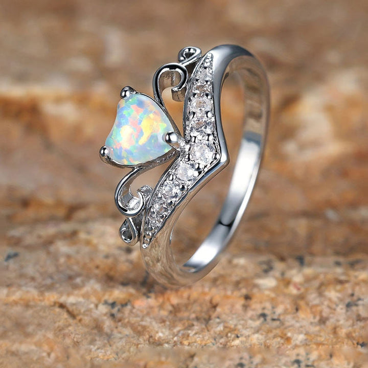 Olivenorma "Peace of Mind" Heart Crown Opal Ring - 10 - image 0
