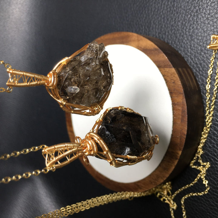 Olivenorma Natural Smoky Quartz Copper Wire Wrap Pendant Necklace - image 4