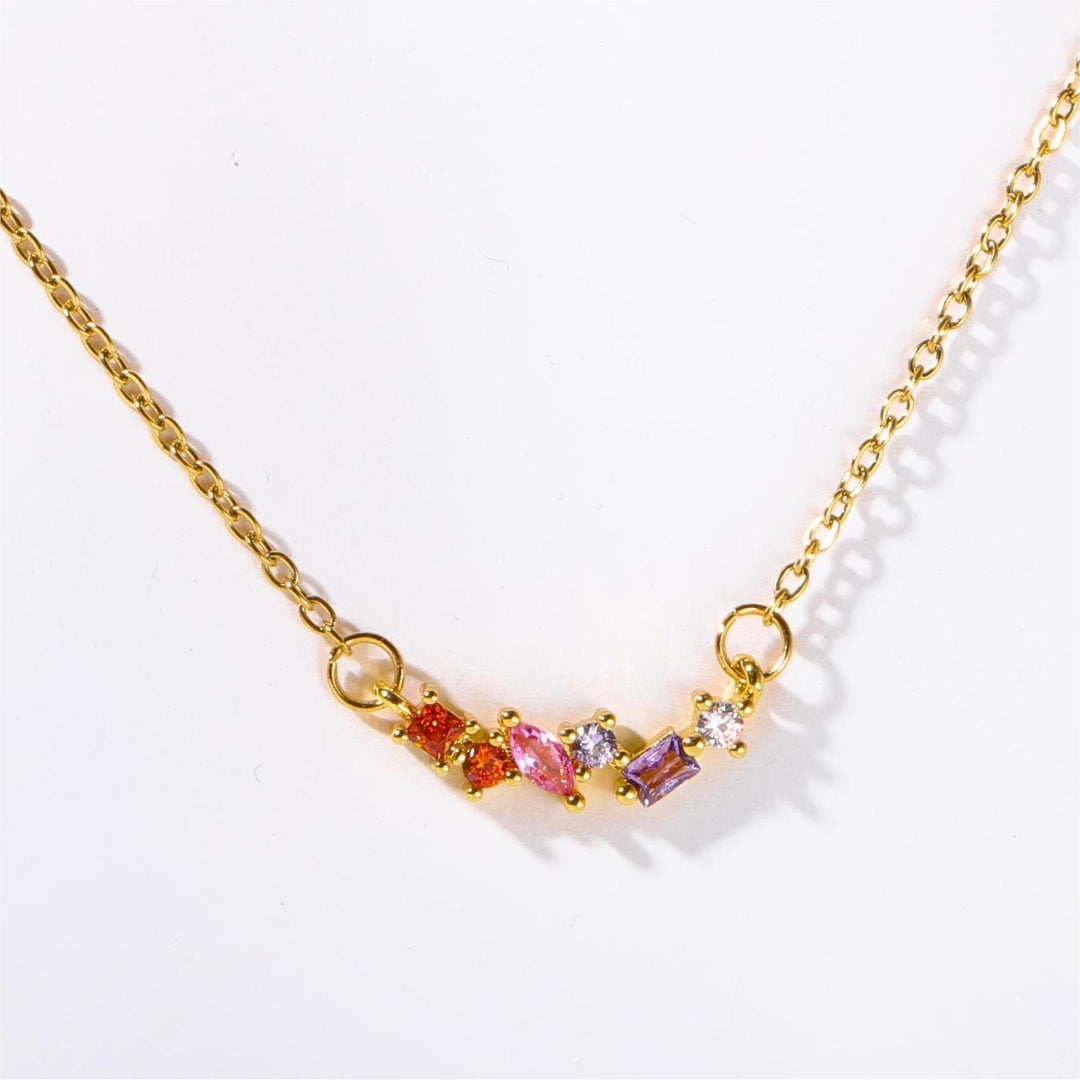 Olivenorma Multiple Birthstone Beaded Pendant Copper Plated Gold Necklace - July & Ruby - image 11