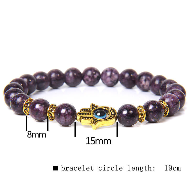 Olivenorma Evil Eye Hamsa 8mm Natural Beaded Men Bracelet - image 9