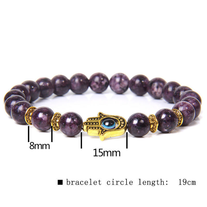 Olivenorma Evil Eye Hamsa 8mm Natural Beaded Men Bracelet - image 9