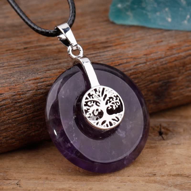 Olivenorma Natural Crystal Peace Buckle Tree Of Life Necklace - image 2
